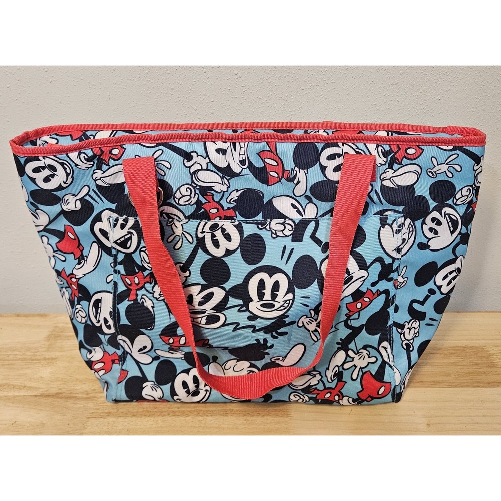 Disney Mickey Mouse Insulated Zip Cooler Tote Blue/Red - Picture 4 of 7